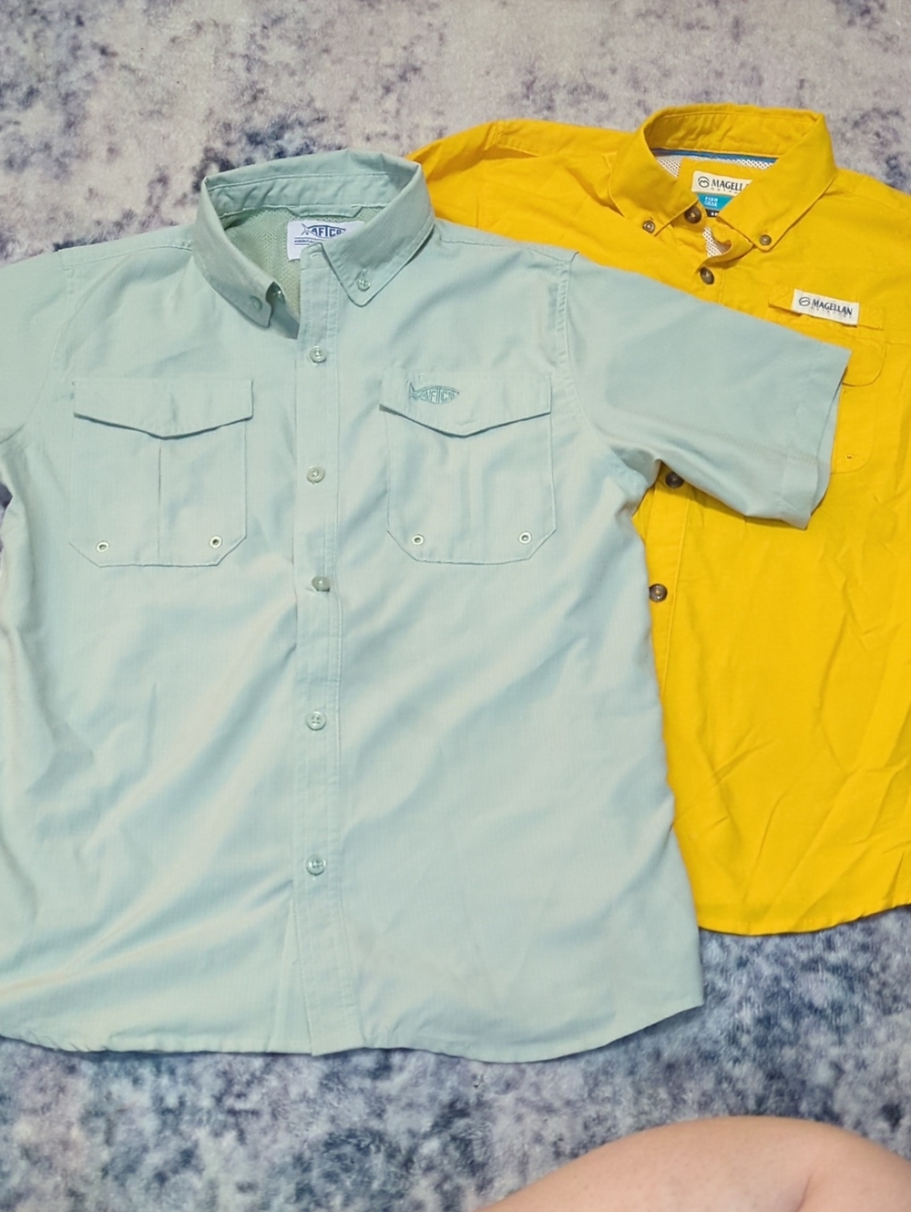 2 Fishing Shirts Outdoors Button-Down Shirts - Aqua & Yellow